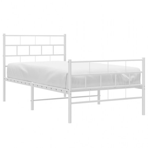 Sengeramme med gavl og fodgærde 100x200 cm - metal, hvid
