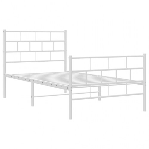 Sengeramme med gavl og fodgærde 100x200 cm - metal, hvid