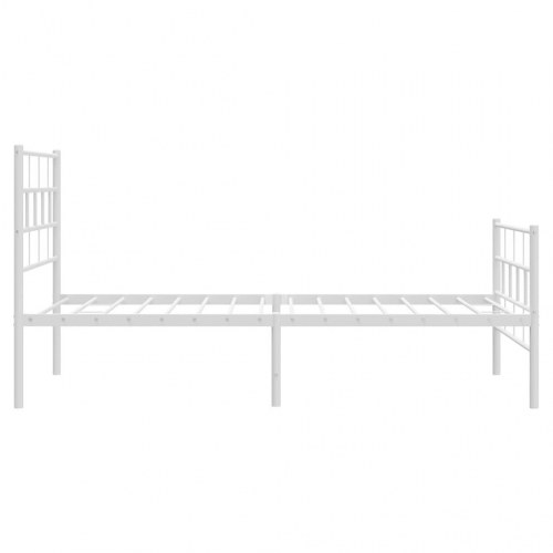 Sengeramme med gavl og fodgærde 100x200 cm - metal, hvid