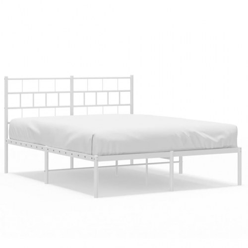 Sengeramme med sengegavl 140x190 cm metal hvid