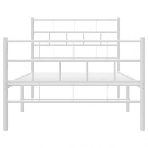 Sengeramme i metal med sengegavl og fodgærde 100 × 190 cm - hvid