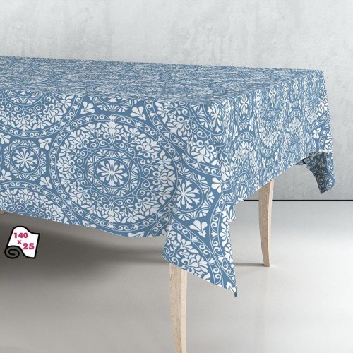 Exma voksdug på rulle - Blå Mandala, 140 cm x 25 m