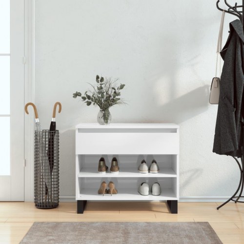 Skoreol 70×36×60 cm - hvid højglans med metalben
