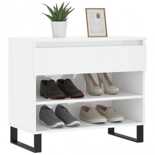 Skoreol 70×36×60 cm - hvid højglans med metalben