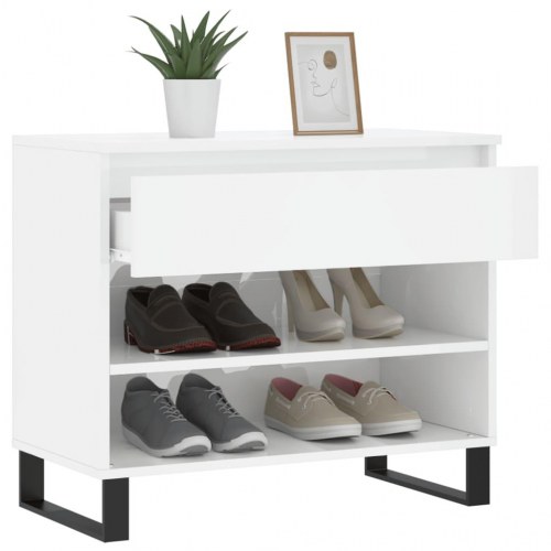 Skoreol 70×36×60 cm - hvid højglans med metalben
