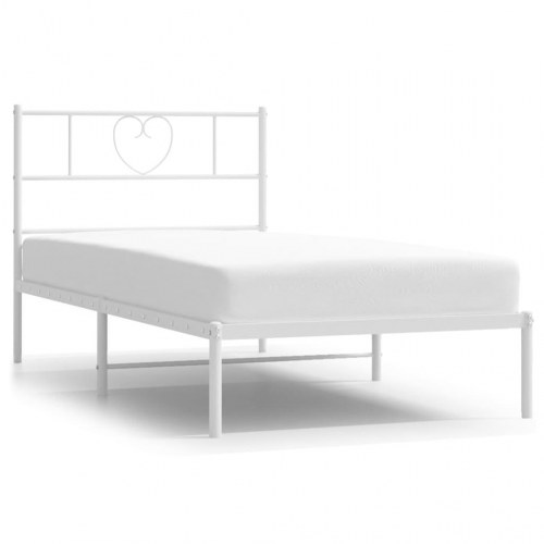 Sengeramme med sengegavl i metal 107x203 cm - hvid
