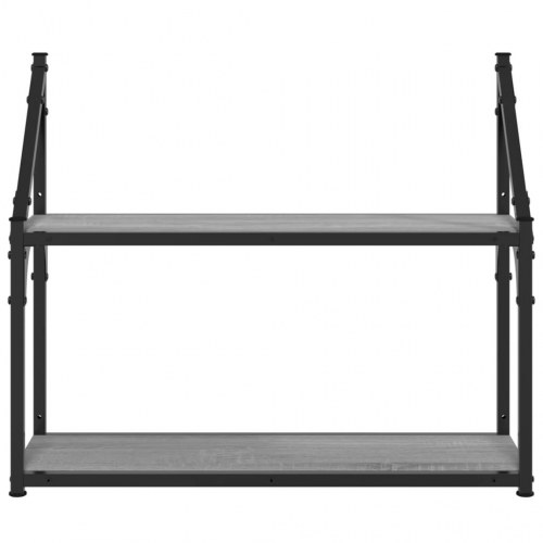 Vægreol med 2 hylder 60×21×51 cm - konstrueret træ, grå sonoma-eg