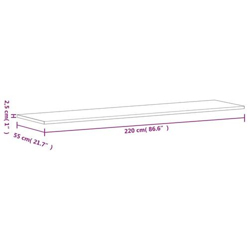Skrivebordsplade 220x55x2,5 cm massivt bøgetræ