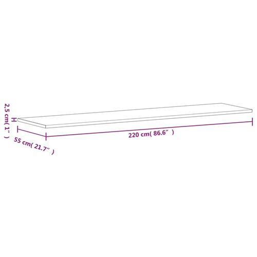 Bordplade til arbejdsbænk 220x55x2,5 cm massivt bøgetræ