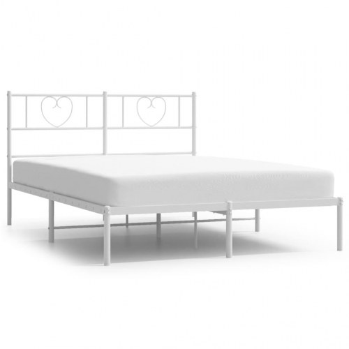 Sengeramme med gavl 135x190 cm - metal, hvid