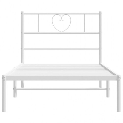 Sengeramme med sengegavl 90×200 cm - metal, hvid