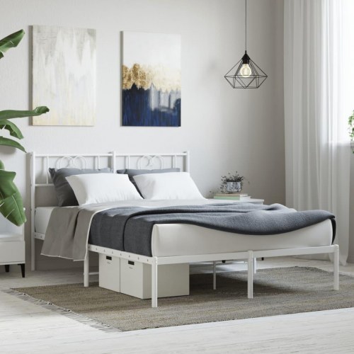 Sengeramme med sengegavl i metal 140x200 cm - hvid
