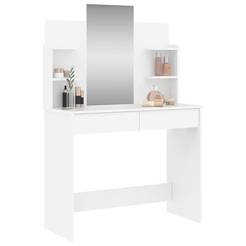 Makeupbord med spejl 96x39x142 cm hvid