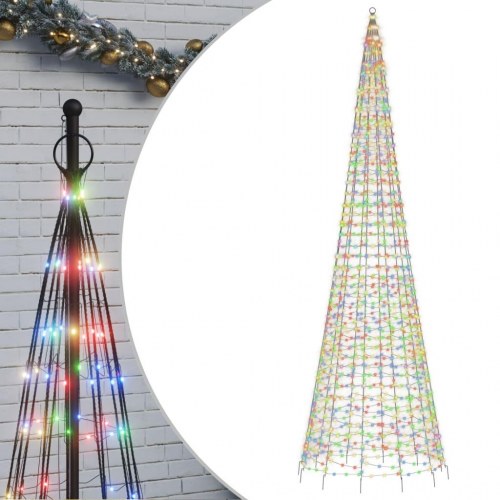 LED-juletræ til flagstang - 1534 LED’er, 500 cm, flerfarvet