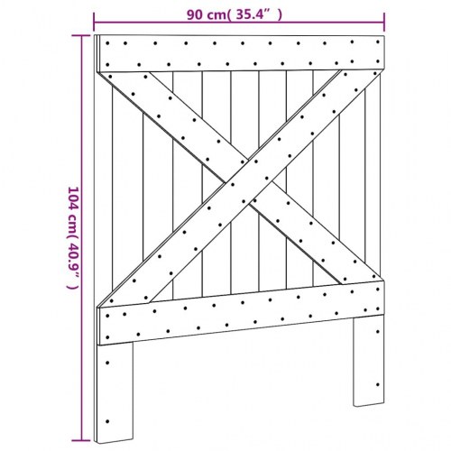 Sengegavl 90×104 cm i massivt fyrretræ - natur