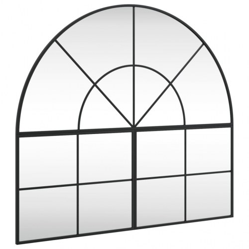 Vægspejl 100 × 90 cm - buet ramme i sort jern