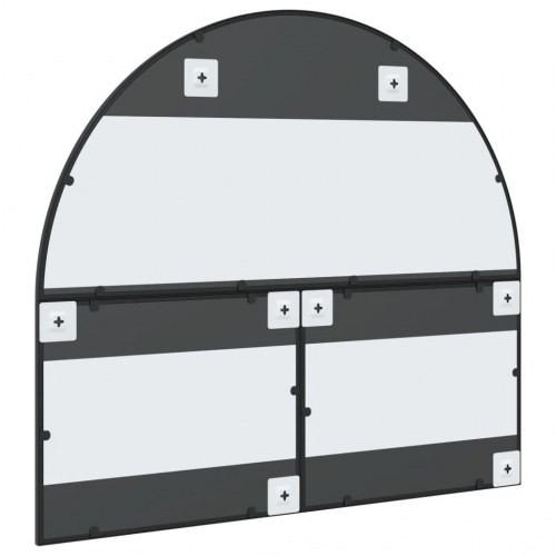 Vægspejl 100 × 90 cm - buet ramme i sort jern