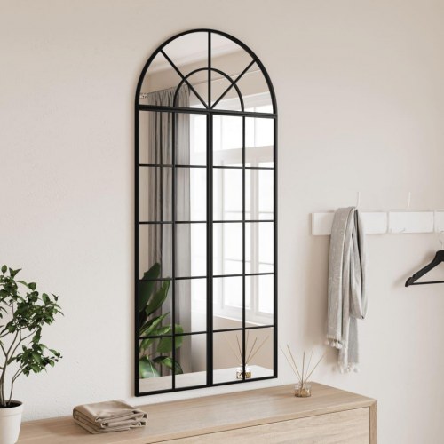 Vægspejl 60×130 cm - buet design i sort jern