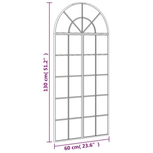 Vægspejl 60×130 cm - buet design i sort jern