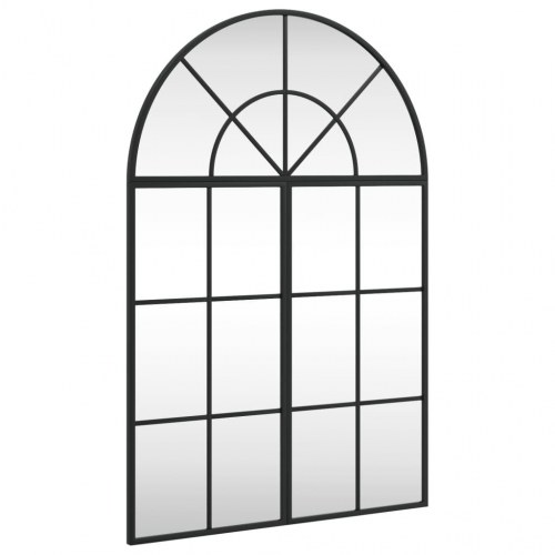 Vægspejl 60 × 90 cm - buet jernramme, sort