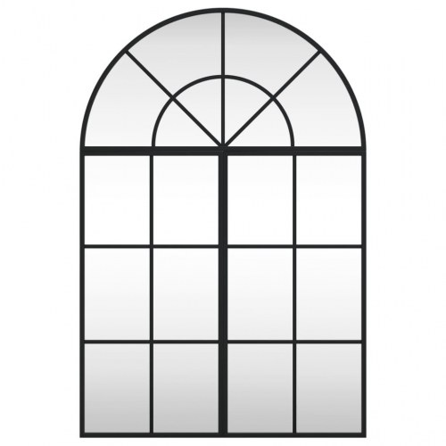 Vægspejl 60 × 90 cm - buet jernramme, sort