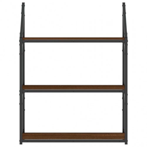 Vægreol med 3 hylder 60x21x78,5 cm konstrueret træ brun eg