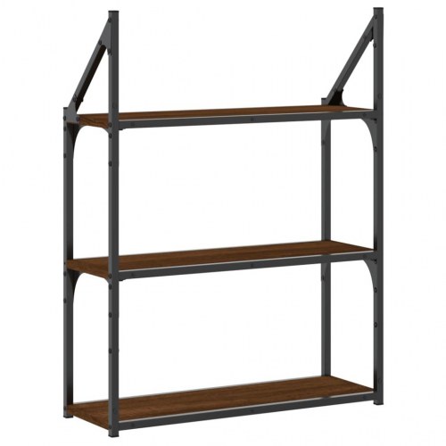Vægreol med 3 hylder 60x21x78,5 cm konstrueret træ brun eg
