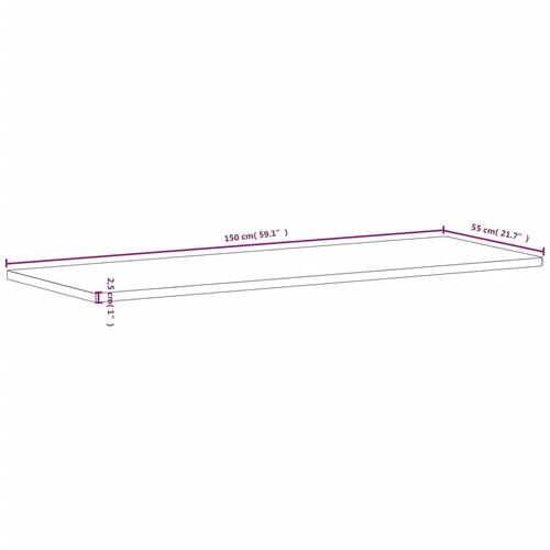 Skrivebordsplade 150x55x2,5 cm massivt bøgetræ