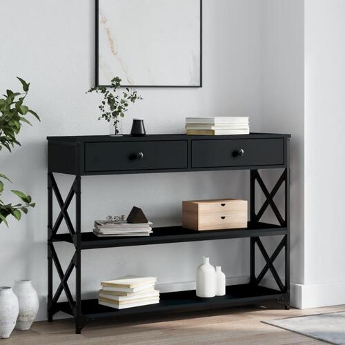 Konsolbord 100x28x75 cm konstrueret træ sort