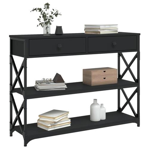 Konsolbord 100x28x75 cm konstrueret træ sort