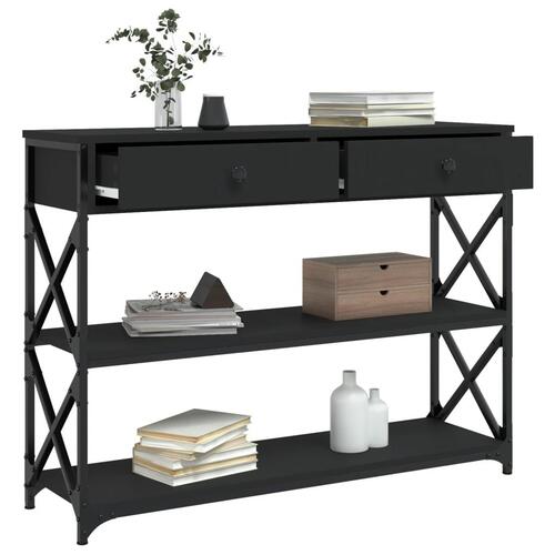 Konsolbord 100x28x75 cm konstrueret træ sort