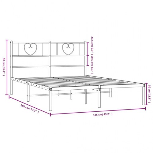 Sengeramme med sengegavl 120x190 cm metal hvid