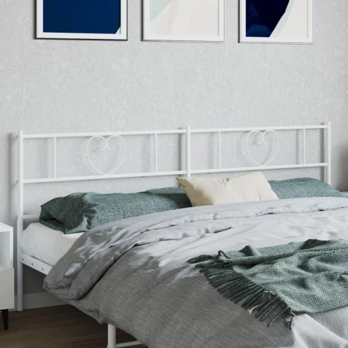 Sengegavl i metal 193 cm - hvid