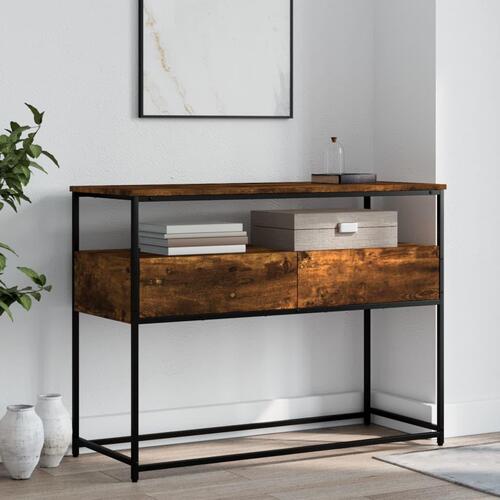 Konsolbord 100x40x75 cm konstrueret træ røget egetræsfarve