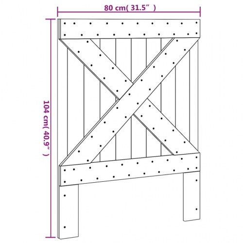 Sengegavl 80×104 cm i massivt fyrretræ - rustik træ sengegærde