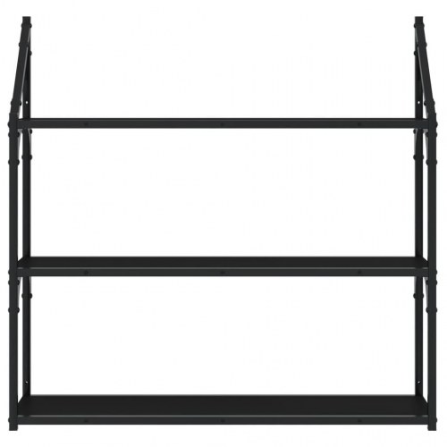 Vægreol med 3 hylder 80x21x78,5 cm konstrueret træ sort
