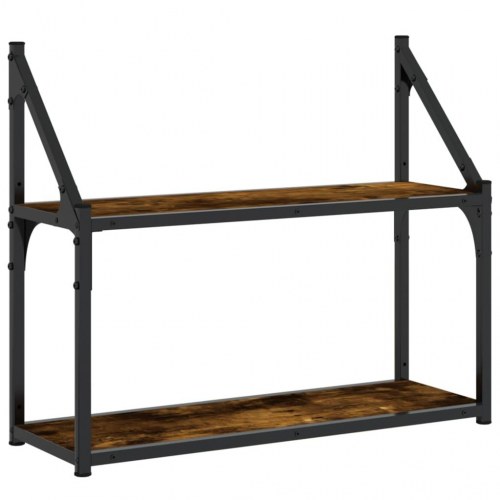 Vægreol med 2 hylder - 60×21×51 cm - konstrueret træ i røget eg