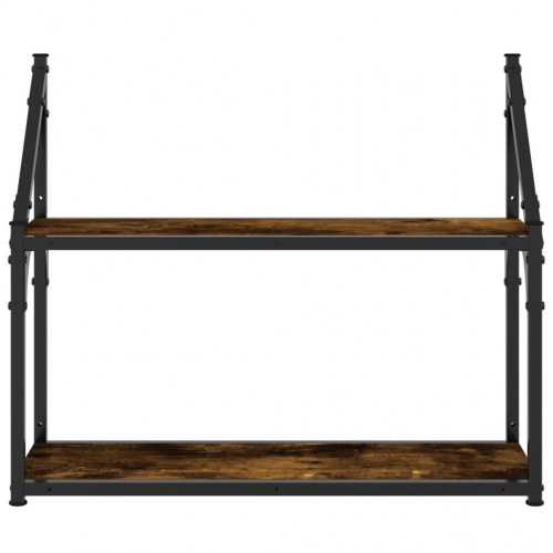 Vægreol med 2 hylder - 60×21×51 cm - konstrueret træ i røget eg