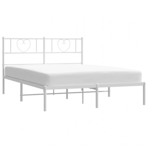 Sengeramme med sengegavl 140×190 cm - metal, hvid