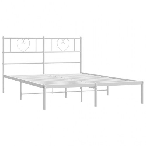 Sengeramme med sengegavl 140×190 cm - metal, hvid