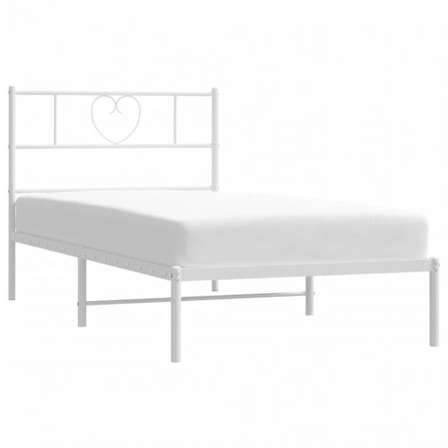 Sengeramme med sengegavl 100 x 190 cm - metal, hvid