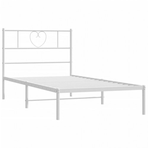 Sengeramme med sengegavl 100 x 190 cm - metal, hvid