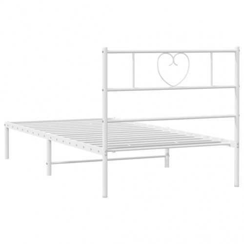 Sengeramme med sengegavl 100 x 190 cm - metal, hvid