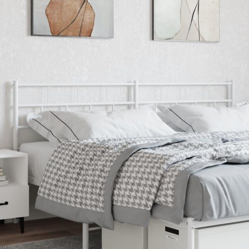 Sengegavl i metal 193 cm - hvid