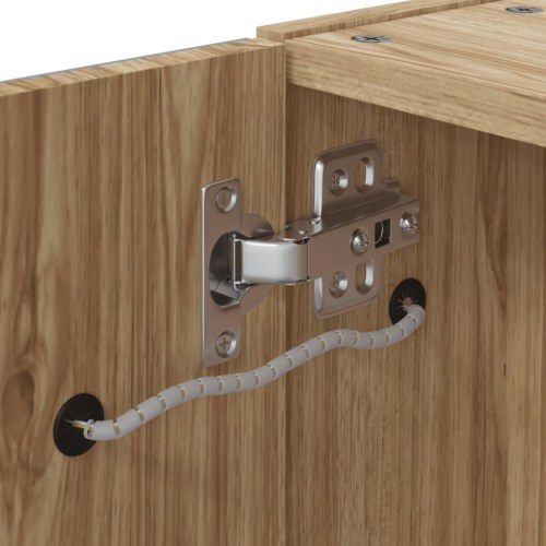 Badeværelsesskab med spejl og LED-lys 60x13x52 egetræsfarve