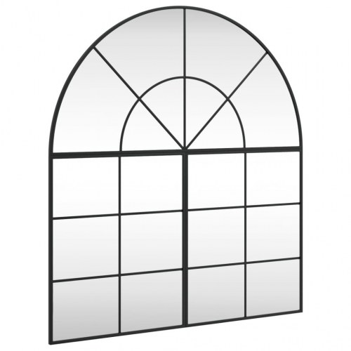 Vægspejl 100×110 cm - buet ramme i sort jern