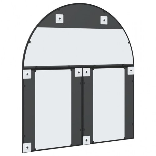 Vægspejl 100×110 cm - buet ramme i sort jern