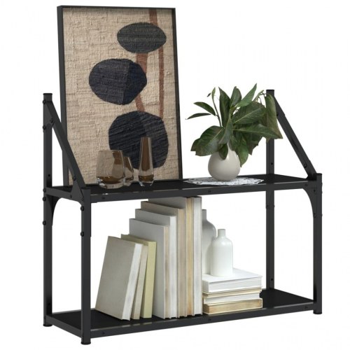 Væghylde med 2 hylder 60x21x51 cm konstrueret træ sort