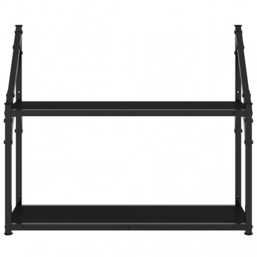 Væghylde med 2 hylder 60x21x51 cm konstrueret træ sort