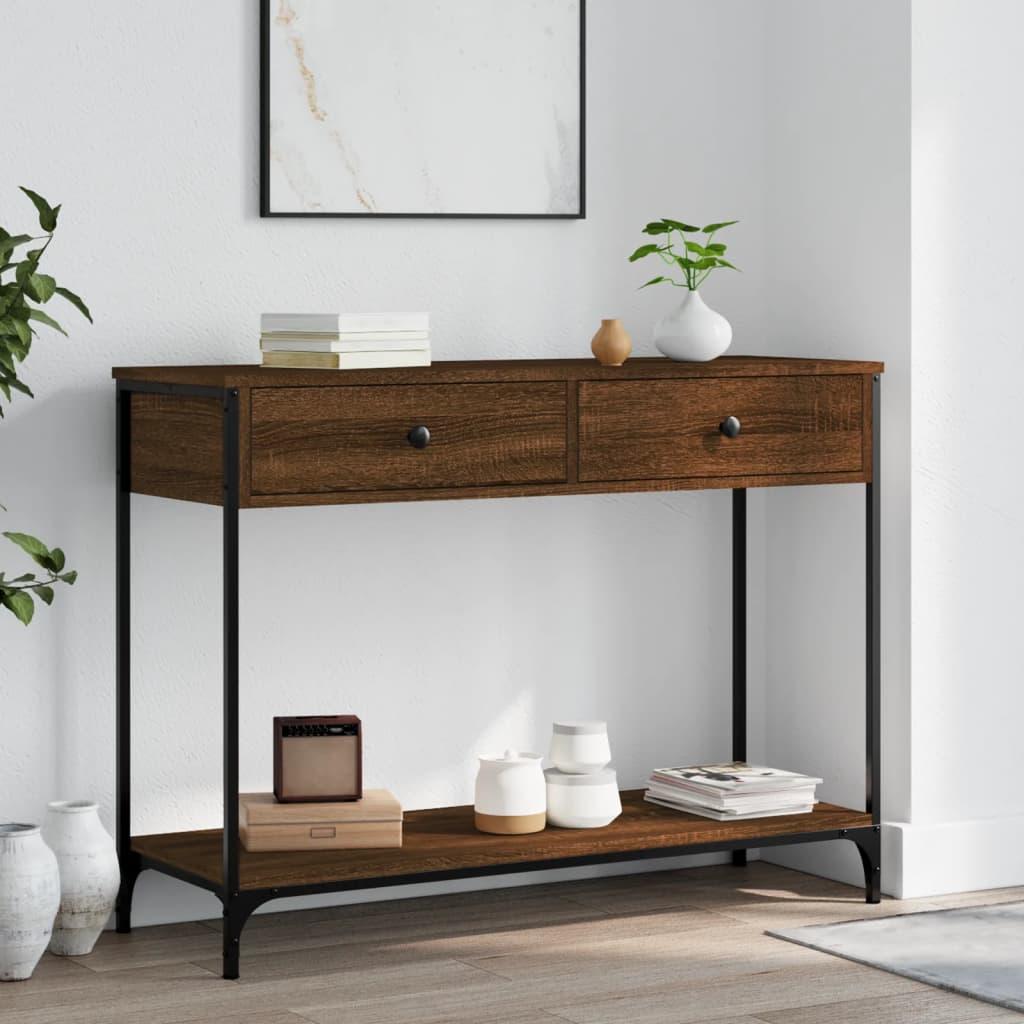 Konsolbord 100x34 5x75 Cm Konstrueret Træ Brunt Egetræ